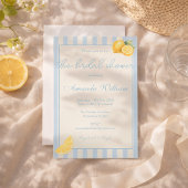 Minimal Light Blue Stripes Lemons bridal Shower 招待状