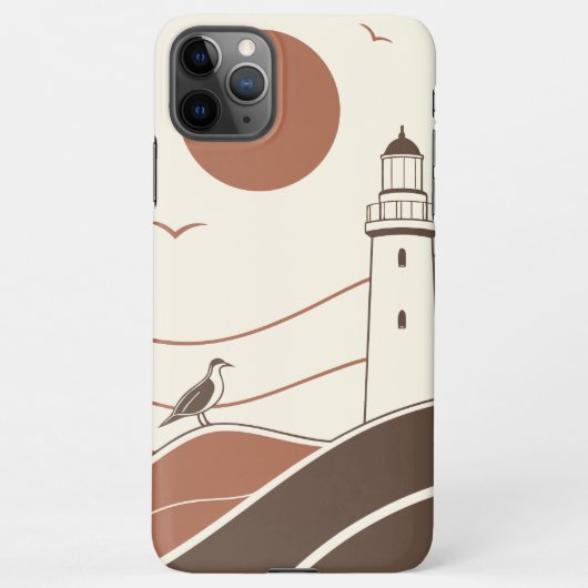 Minimal Lighthouse Coastal Illustration Phone Case iPhoneケース (裏面)