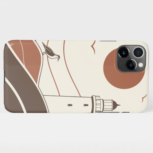 Minimal Lighthouse Coastal Illustration Phone Case iPhoneケース (裏面横)