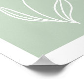Minimal Lily of the Valley Line Art on Sage Green  ポスター (角)