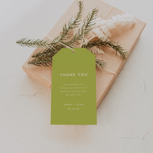 Minimal Lime Green Wedding Favor Thank You ギフトタグ