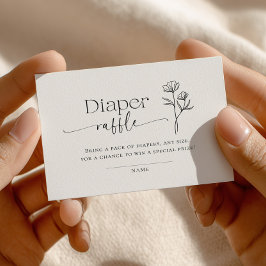 Minimal Line Art Baby Shower Diaper Raffle エンクロージャーカード