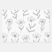 Minimal Line Art Floral ラッピングペーパーシート (正面3)