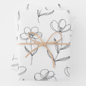 Minimal Line Art Floral ラッピングペーパーシート (インサイチュ)