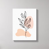 Minimal Line Art Floral Canvas – Soft Pastel Botan キャンバスプリント (正面)
