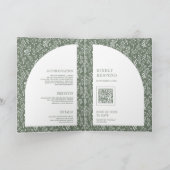 Minimal Line Art Leaf Arch Sage Green Wedding 招待状 (内部)