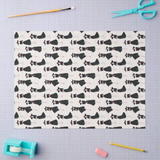 Minimal Line Art Little Black Dress Figures 薄葉紙 (クラフト)