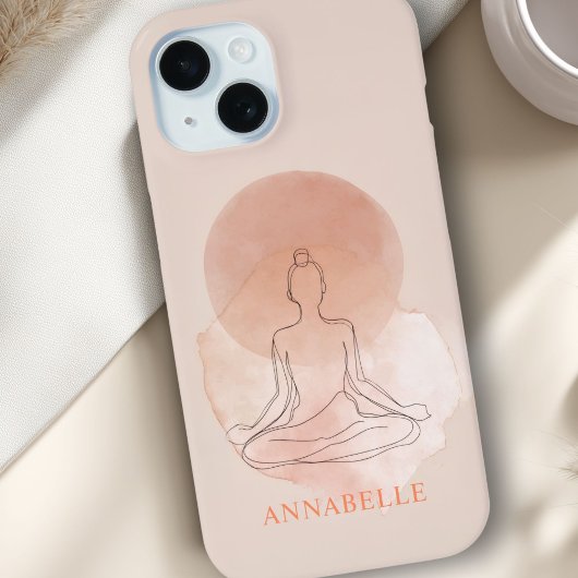Minimal Line Art Meditating Woman Watercolor Case-Mate iPhoneケース