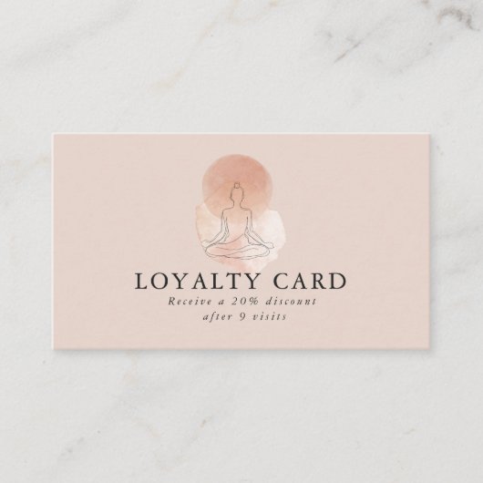 Minimal Line Art Woman Meditation Salon Loyalty 名刺 (正面)