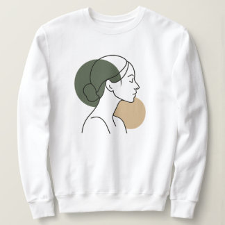 Minimal Line Art Woman Sweatshirt – Earth Tones スウェットシャツ