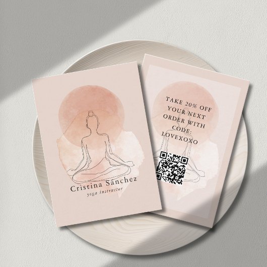 Minimal Line Art Woman Yoga Discount Card 割引カード