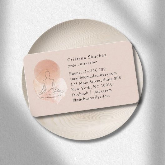 Minimal Line Art Woman Yoga Meditation  名刺