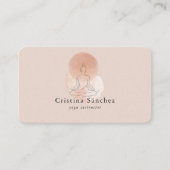 Minimal Line Art Woman Yoga Meditation QR Code 名刺 (正面)