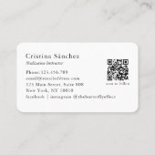 Minimal Line Art Woman Yoga Meditation QR Code 名刺 (裏面)