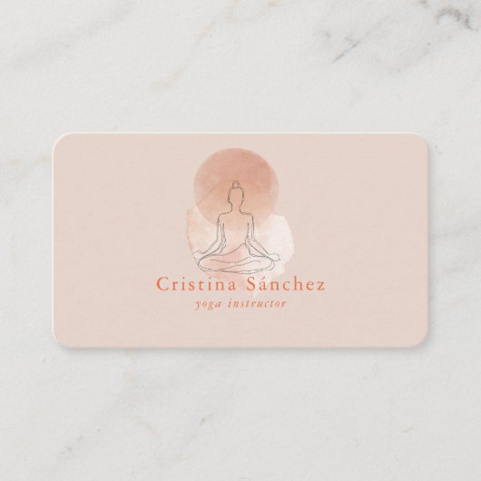 Minimal Line Art Woman Yoga Meditation QR Code 名刺 (正面)