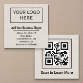 Minimal Linen Square QR Code Social Media スクエア名刺