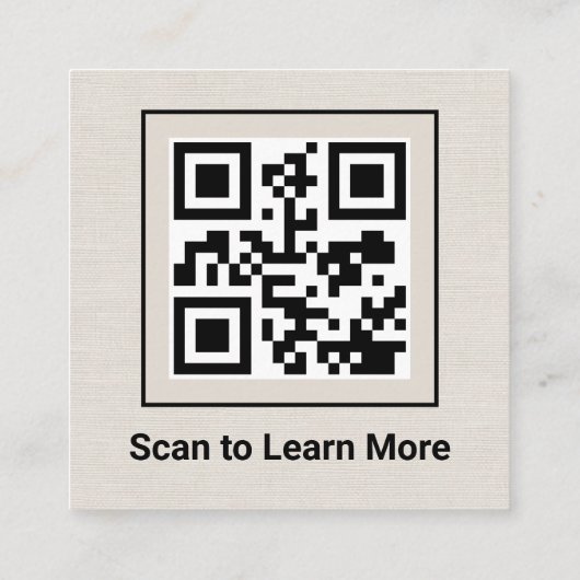 Minimal Linen Square QR Code Social Media スクエア名刺 (裏面)