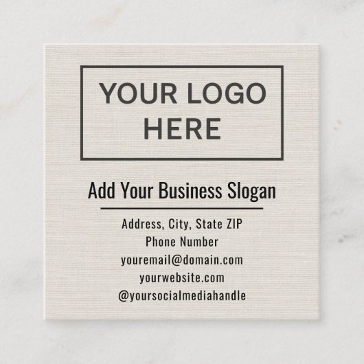 Minimal Linen Square QR Code Social Media スクエア名刺 (正面)