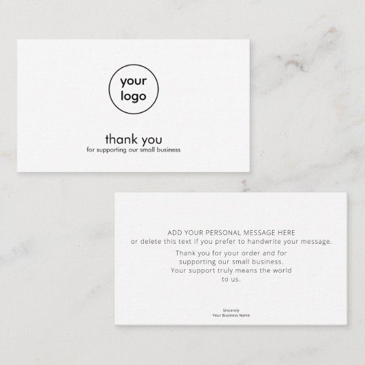 Minimal Logo Thank You Card Small Business 名刺 (正面/裏面)