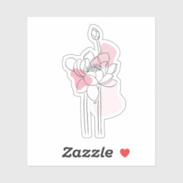 Minimal Lotus Line Art – Soft Pink Zen Botanical  シール