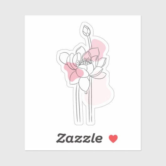 Minimal Lotus Line Art – Soft Pink Zen Botanical シール (シート)