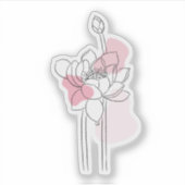 Minimal Lotus Line Art – Soft Pink Zen Botanical シール (正面)