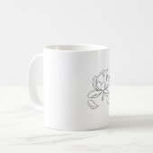 Minimal Lotus Line Art – Zen Floral Illustration コーヒーマグカップ (正面左)