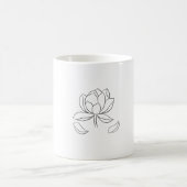 Minimal Lotus Line Art – Zen Floral Illustration コーヒーマグカップ (中央)