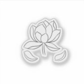 Minimal Lotus Line Art – Zen Floral Illustration シール (正面)
