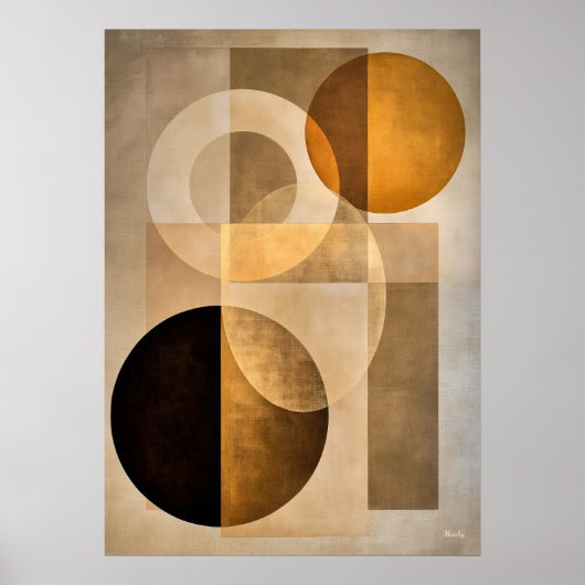 Minimal Luxury Art Deco Geometric Abstract Beige ポスター (正面)