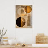 Minimal Luxury Art Deco Geometric Abstract Beige ポスター (キッチン)