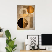 Minimal Luxury Art Deco Geometric Abstract Beige ポスター (ホームオフィス)
