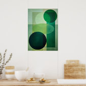 Minimal Luxury Art Deco Geometric Abstract Green ポスター (キッチン)