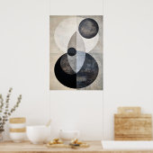 Minimal Luxury Art Deco Geometric Abstract Neutral ポスター (キッチン)