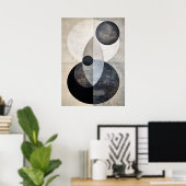 Minimal Luxury Art Deco Geometric Abstract Neutral ポスター (ホームオフィス)