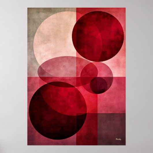 Minimal Luxury Art Deco Geometric Abstract Red ポスター (正面)