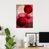 Minimal Luxury Art Deco Geometric Abstract Red ポスター (ホームオフィス)