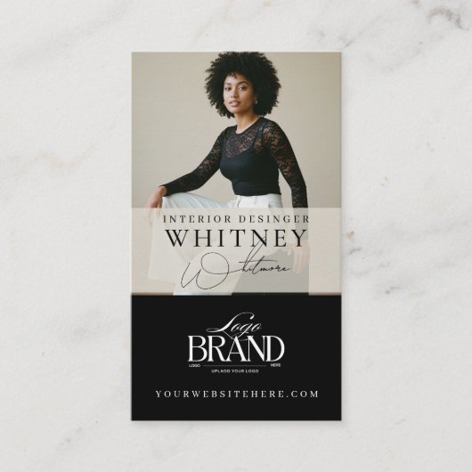 Minimal Luxury Black Interior Designer Photo Logo 名刺 (正面)