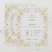 Minimal Luxury Floral Wedding 招待状 (正面/裏面)