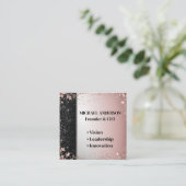 Minimal Luxury Pink Silver Glitter Floral Modern スクエア名刺 (スタンド正面)