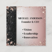 Minimal Luxury Pink Silver Glitter Floral Modern スクエア名刺 (正面)