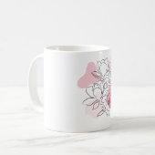 Minimal Magnolia Line Art – Soft Pink Botanical  コーヒーマグカップ (正面左)