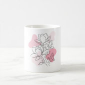 Minimal Magnolia Line Art – Soft Pink Botanical  コーヒーマグカップ (中央)