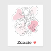 Minimal Magnolia Line Art – Soft Pink Botanical  シール (シート)