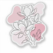 Minimal Magnolia Line Art – Soft Pink Botanical  シール (正面)