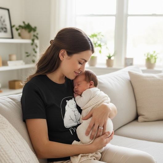 Minimal Mama Bear Line Art Design Tシャツ