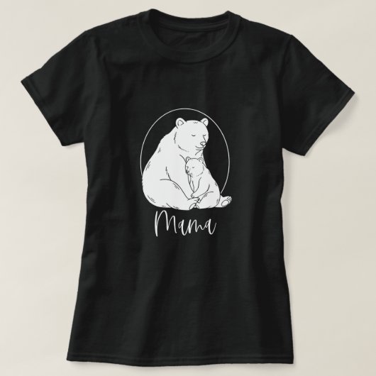 Minimal Mama Bear Line Art Design Tシャツ (デザイン正面)