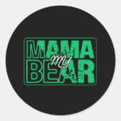 Minimal Mama Bear Typography Art ラウンドシール (正面)