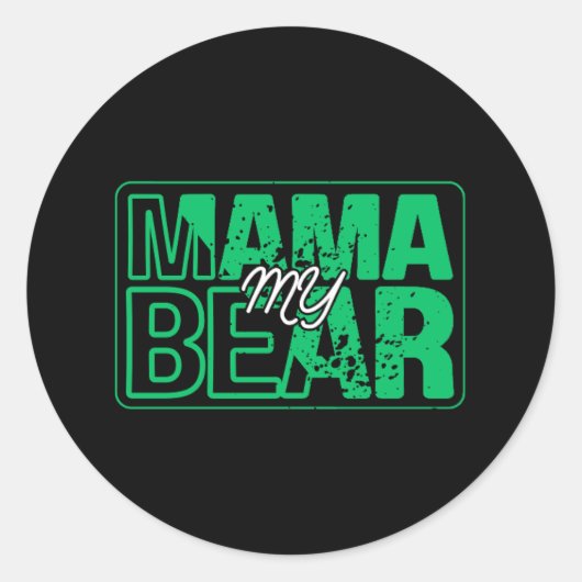 Minimal Mama Bear Typography Art ラウンドシール (正面)