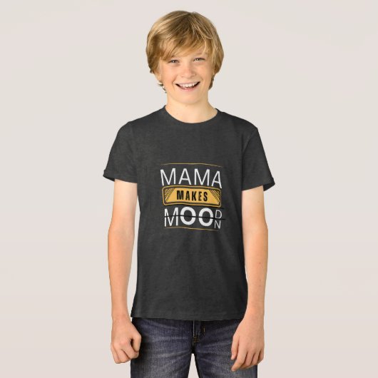Minimal Mama Mood Moon Bear Design トライブレンドTシャツ (正面全面)